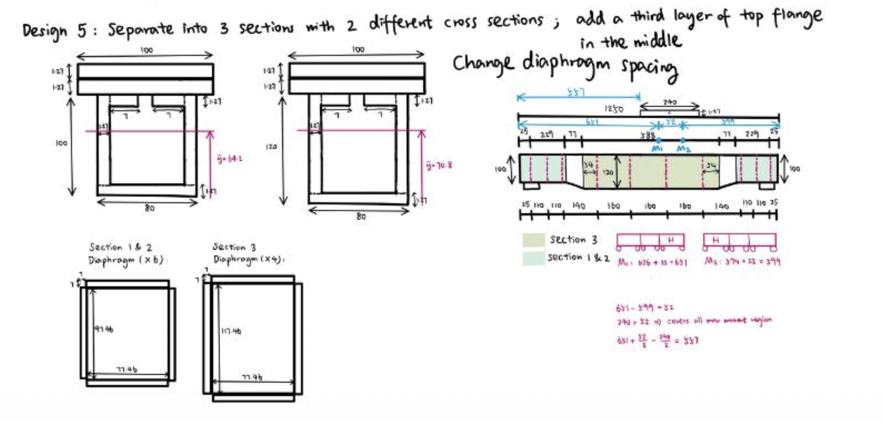 Engineering drawing of Design 5 with variable depth